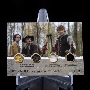 QM01 - Caitriona Balfe as Claire Fraser and John Bell as Young Ian Murray and Sam Heughan as Jamie Fraser